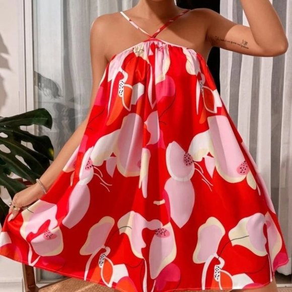 Oversized Floral Print Colorful Mini Dress! - Picture 2 of 7